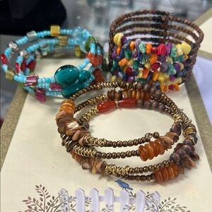 Colorful Beaded wrap Bracelet Set of Three